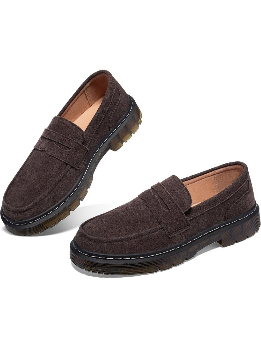 Women's Coffee Suede Comfort Fashion Casual Business Work Slip-On Flats Loafer